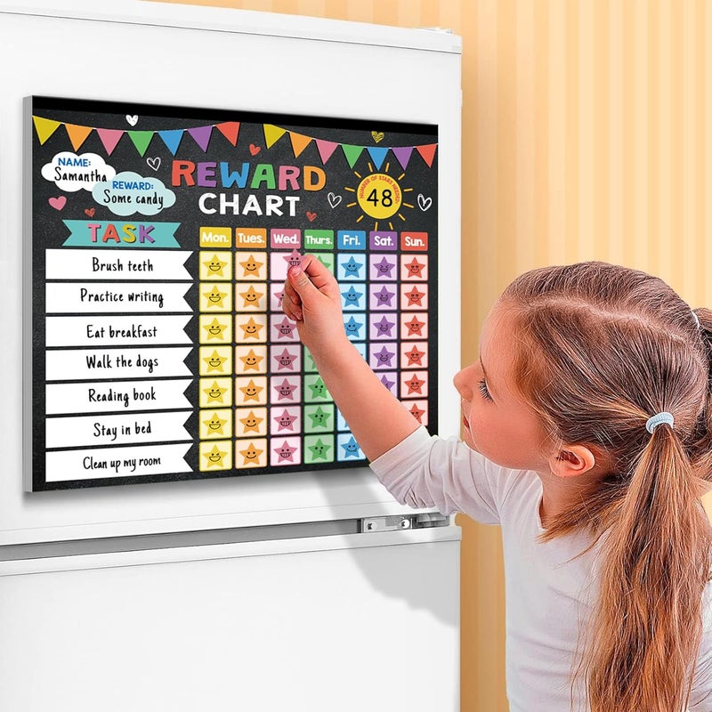 KEASKELL Reward Chart for Kids,Magnetic Behavior Chore Chart for Kids at Home,26 Black Chore Charts,1960 Star Stickers,56 Reward Stickers,Incentive Chore Chart to Develop Responsibility and Good Habits - Image 2